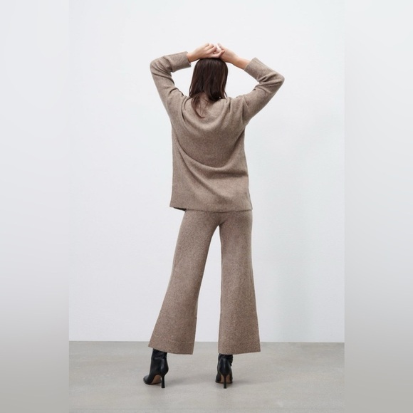 Women’s‎ ZARA light brown knit flared TROUSERS pants size small - Picture 15 of 16